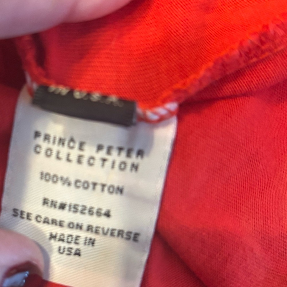 Prince Peter Collection Los Angeles Rodeo Drive Red Distressed Cropped Tee-M - Picture 5 of 5